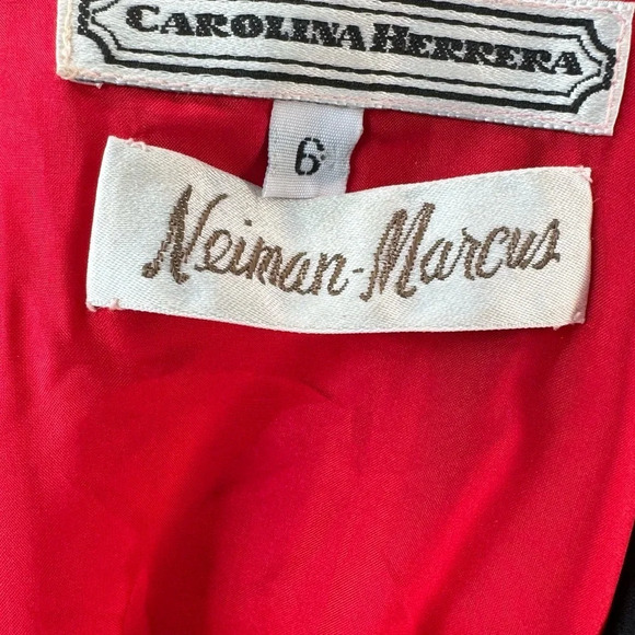 Vintage Carolina Herrera Saks Fifth Ave Red and black dress with tassle Dynasty - Picture 9 of 12